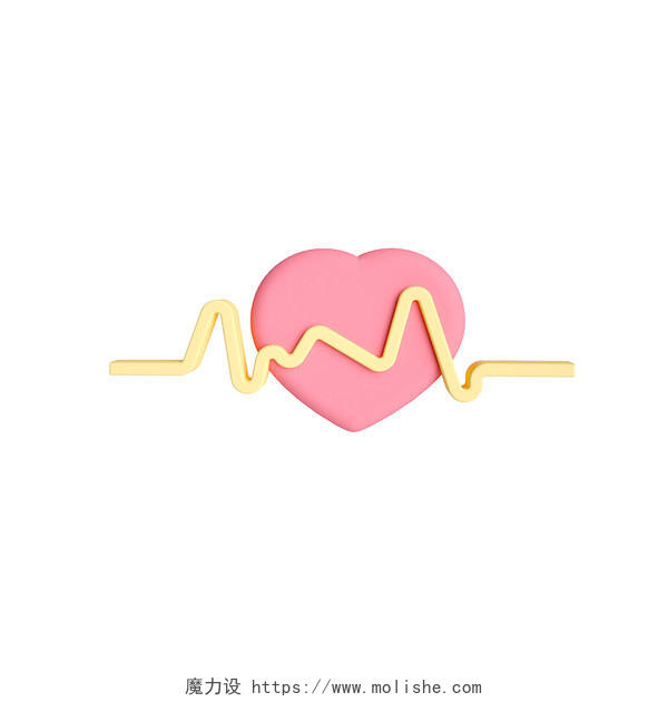 粉红色爱心心率图标元素插画